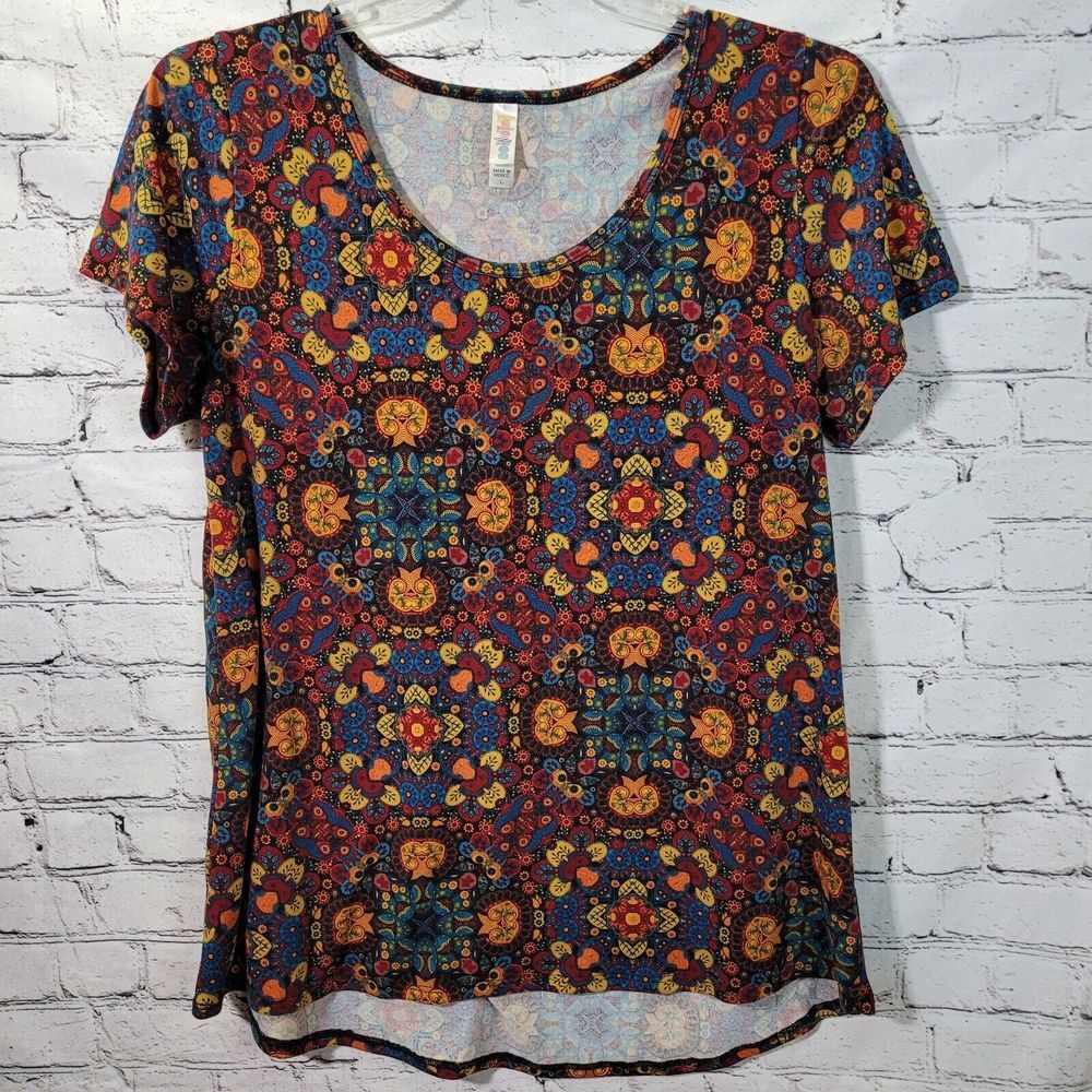 Lularoe, Red/Blue Floral Tunic Top, Size L